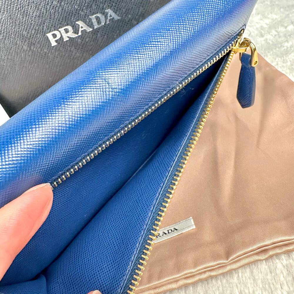 Prada Long Wallet Blue Saffiano Leather NICE Used with box Cute! - Picture 16 of 16